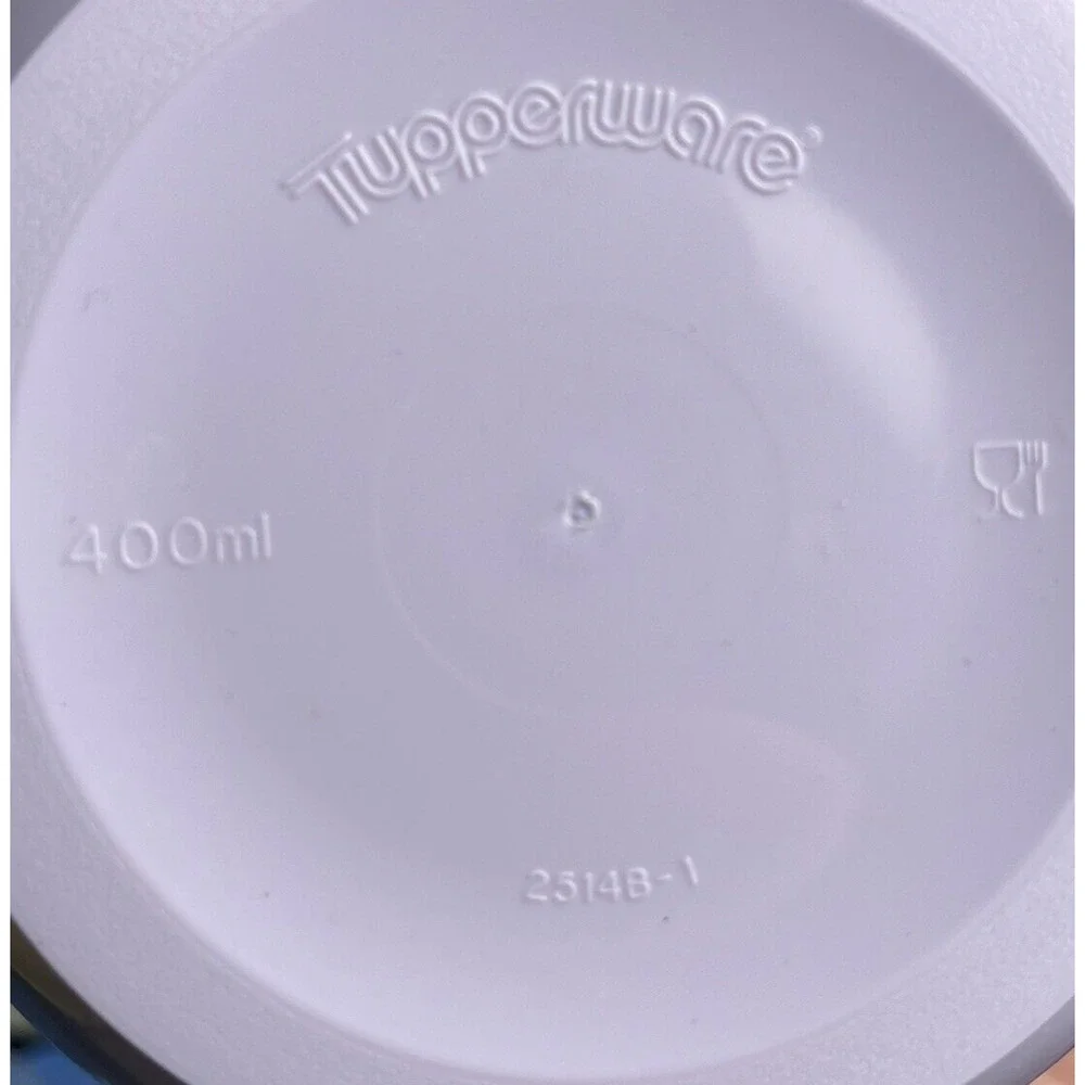 Tupperware #2514 Butterfly One Touch Containers Purple Yellow Blue NO lids 400ml